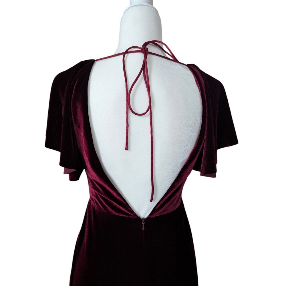 Jenny Yoo Ellis Velvet Open Back Dress Burgundy Size 2 Bridesmaid Gown Formal - Picture 8 of 13